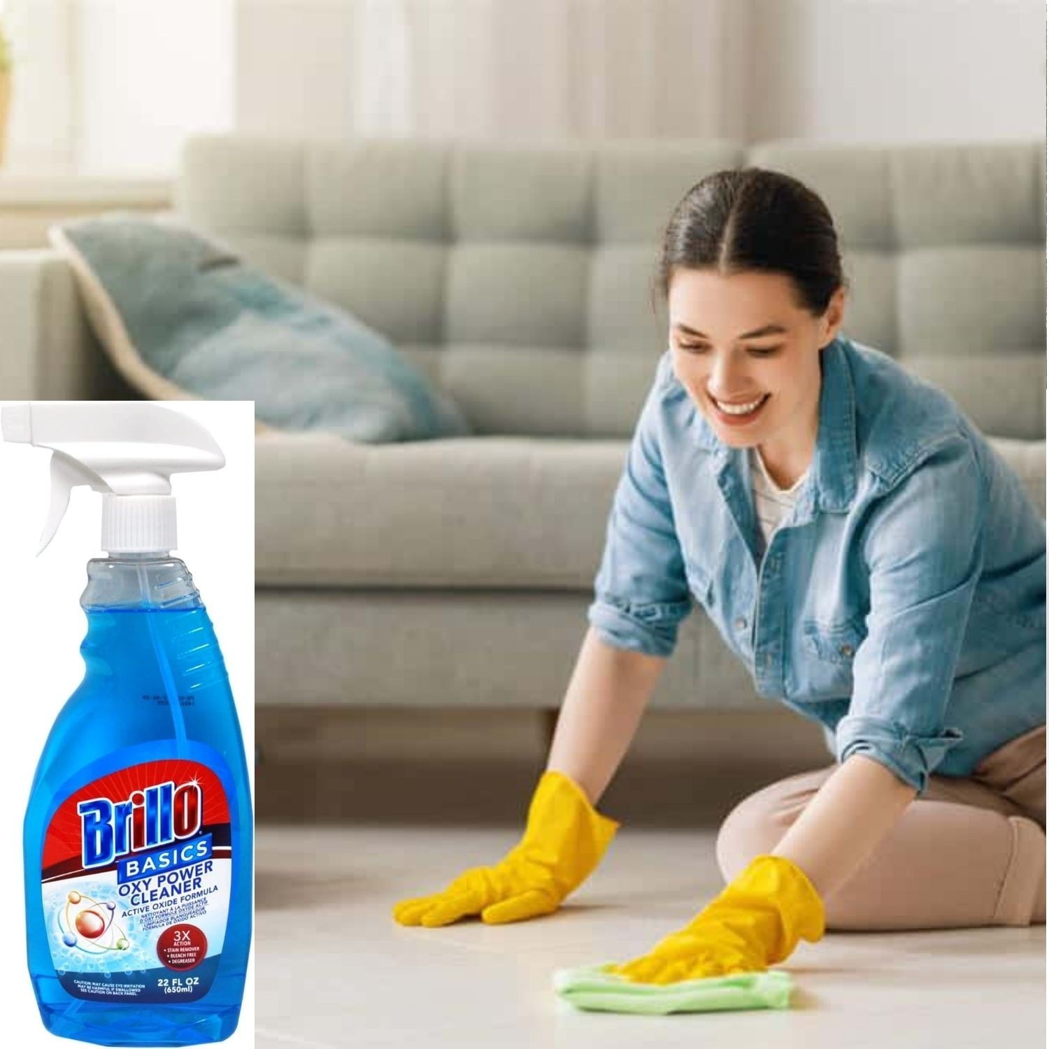Brillo Basics Oxy Power Spray Cleaner – 2-Pack + 6 Broyhill Dish Cloths Bundle