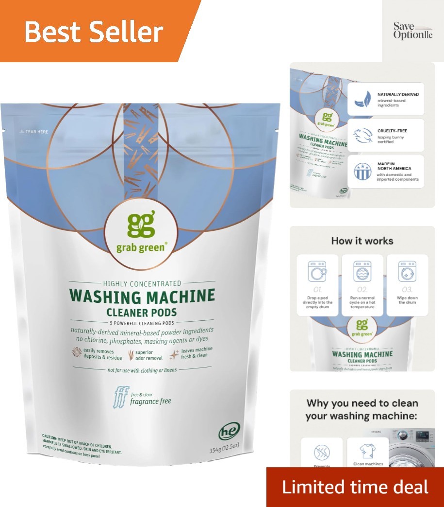 Washing Machine Cleaner Pods, Fragrance Free, 5 Count | Cleans and freshens w…