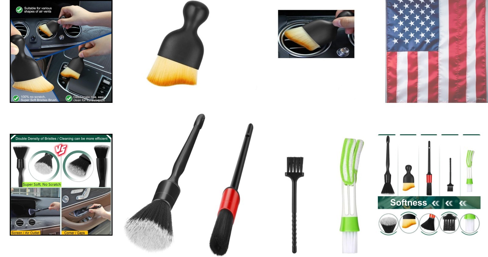 Car Interior Duster Detail Brushes, Soft Bristles Brush Car Accessories for C…