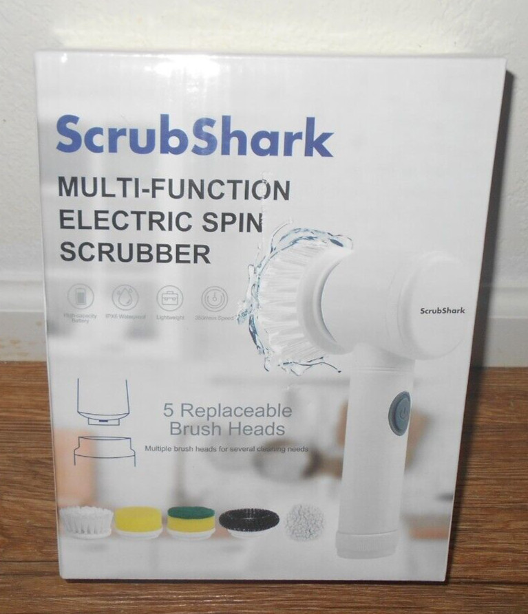 ScrubShark Multi-Function Electric Spin Scrubber W 5 Replaceable Brush Heads