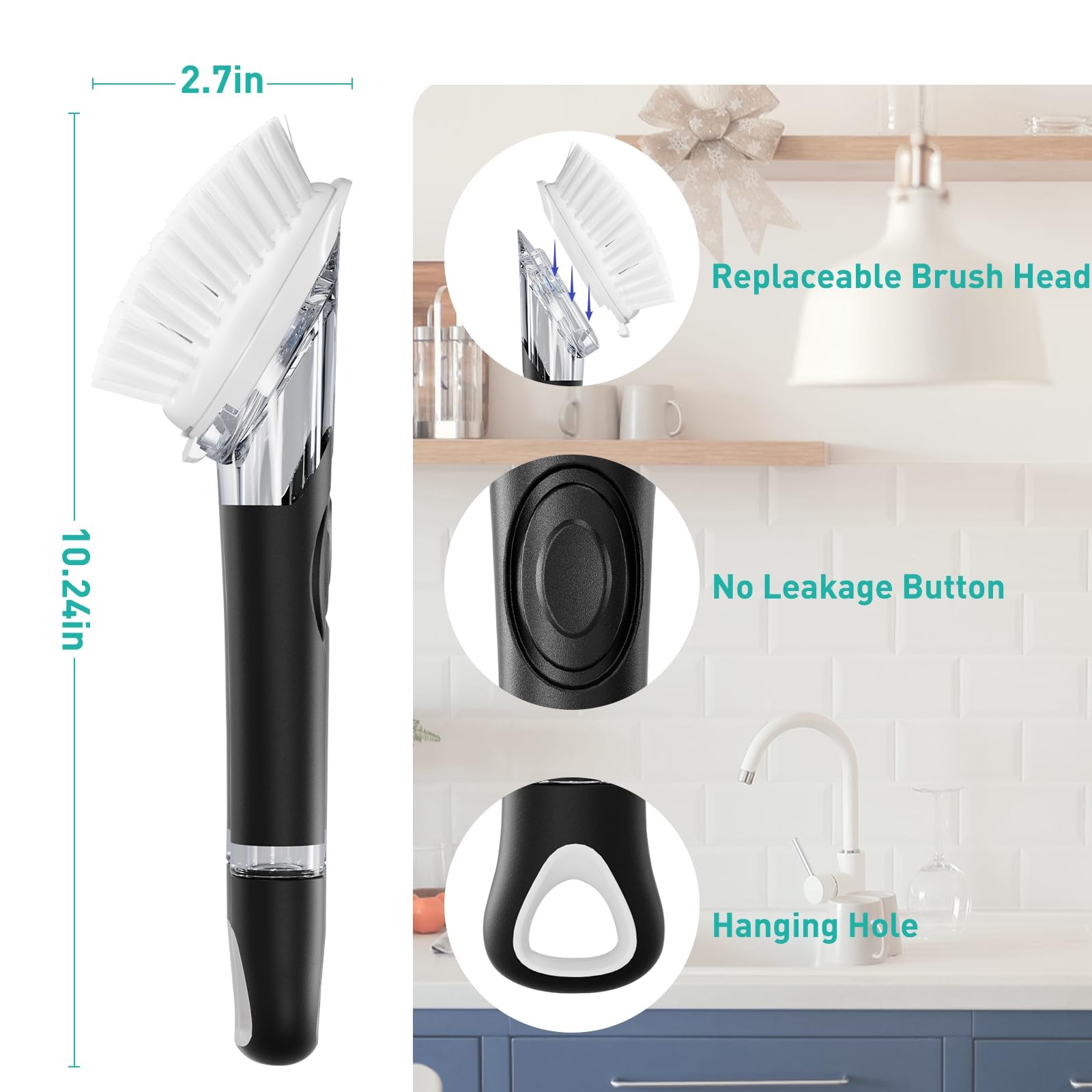 Soap Dispensing Dish Brush, Dish Scrub Brush with Soap Dispenser, Dish Soap B…