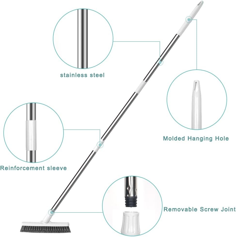 Scrub Brush Bathroom Long Handle Bathtub Push Broom Shower Tile Grout