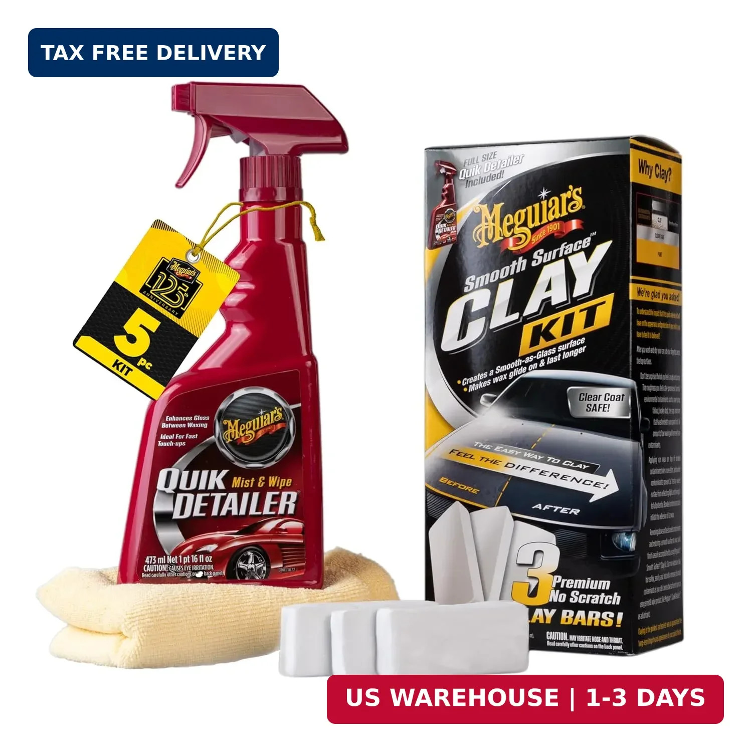 Meguiar’s G191700 Smooth Surface Clay Kit, Safe and Easy Car Claying for Smooth