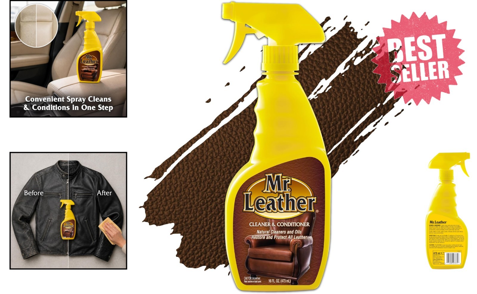Mr. Leather 707371 Cleaner & Conditioner Spray – 16oz – Triple Action Formula