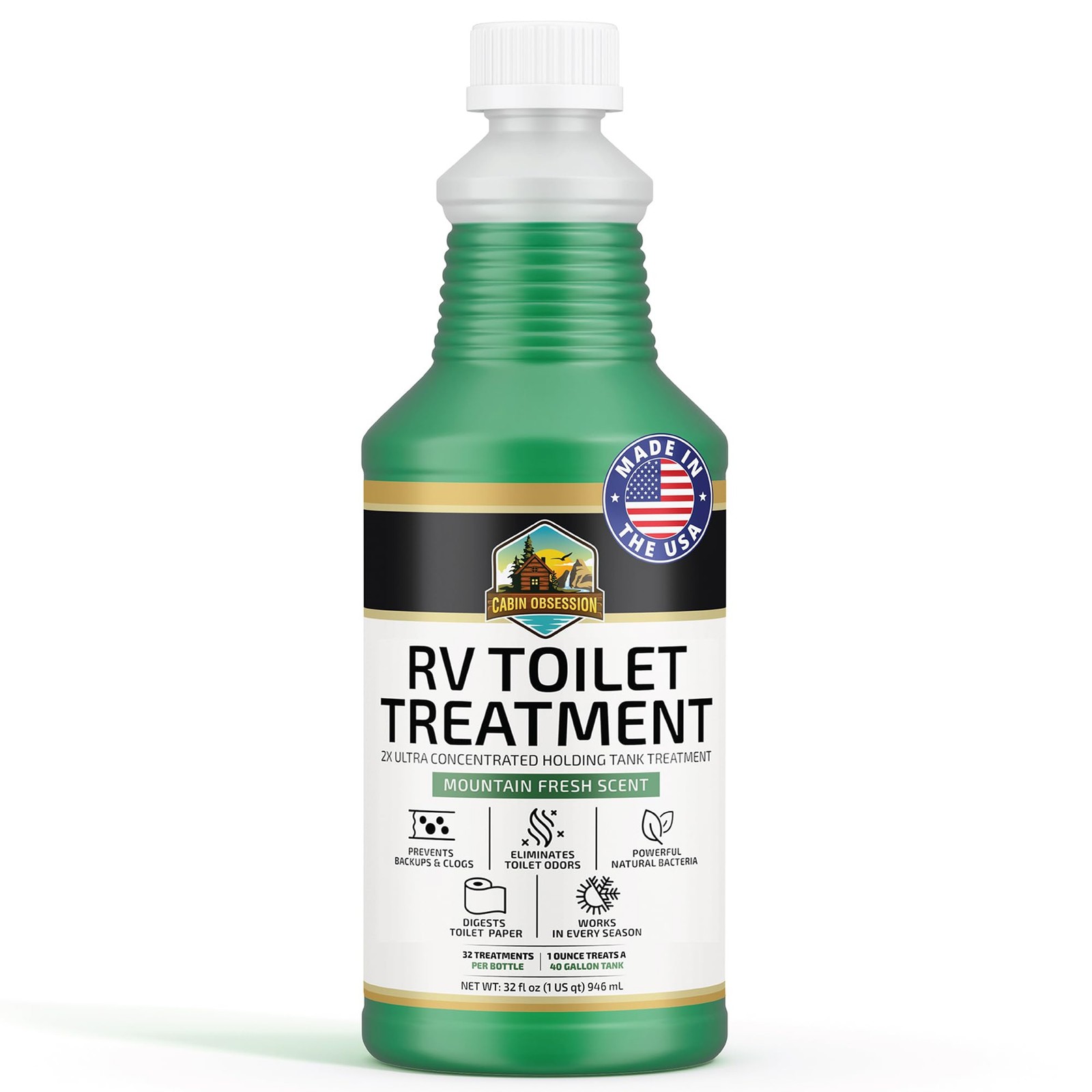 Cabin Obsession RV Toilet Treatment (32 oz) – 2x Ultra Concentrated Liquid RV…