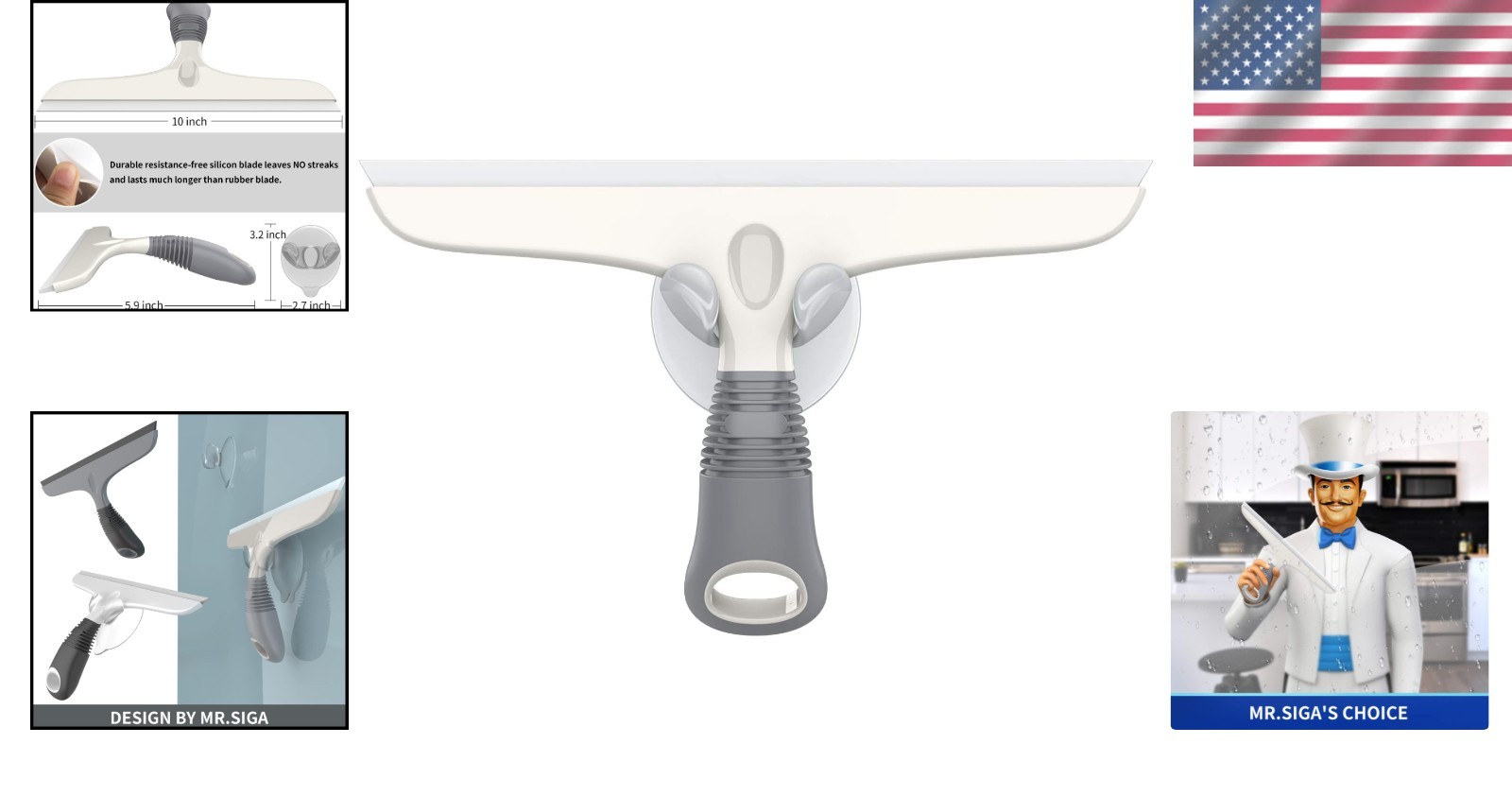 Ergonomic 10-Inch Multi-Purpose Silicon Squeegee – Streak-Free Cleaning Tool