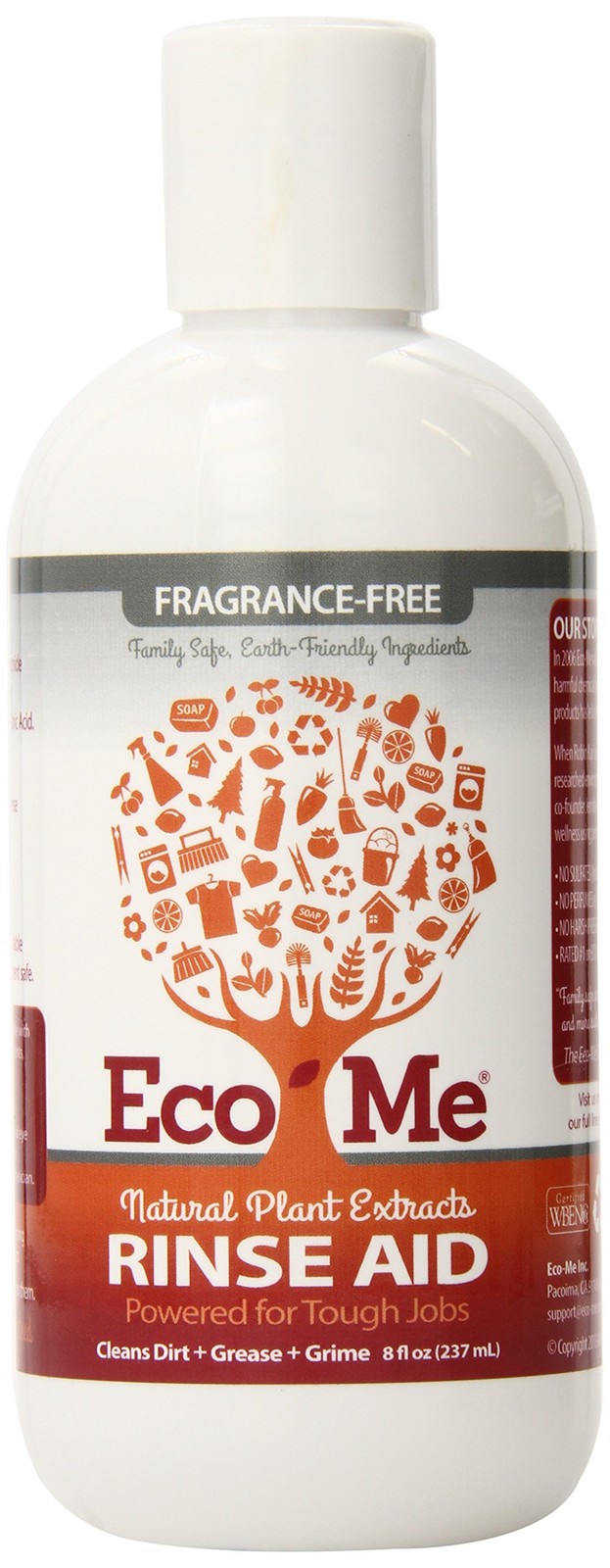 Auto Dish Rinse Aid Clear Fragrance Free 8 fl oz Dishwasher Cleaner Liquid