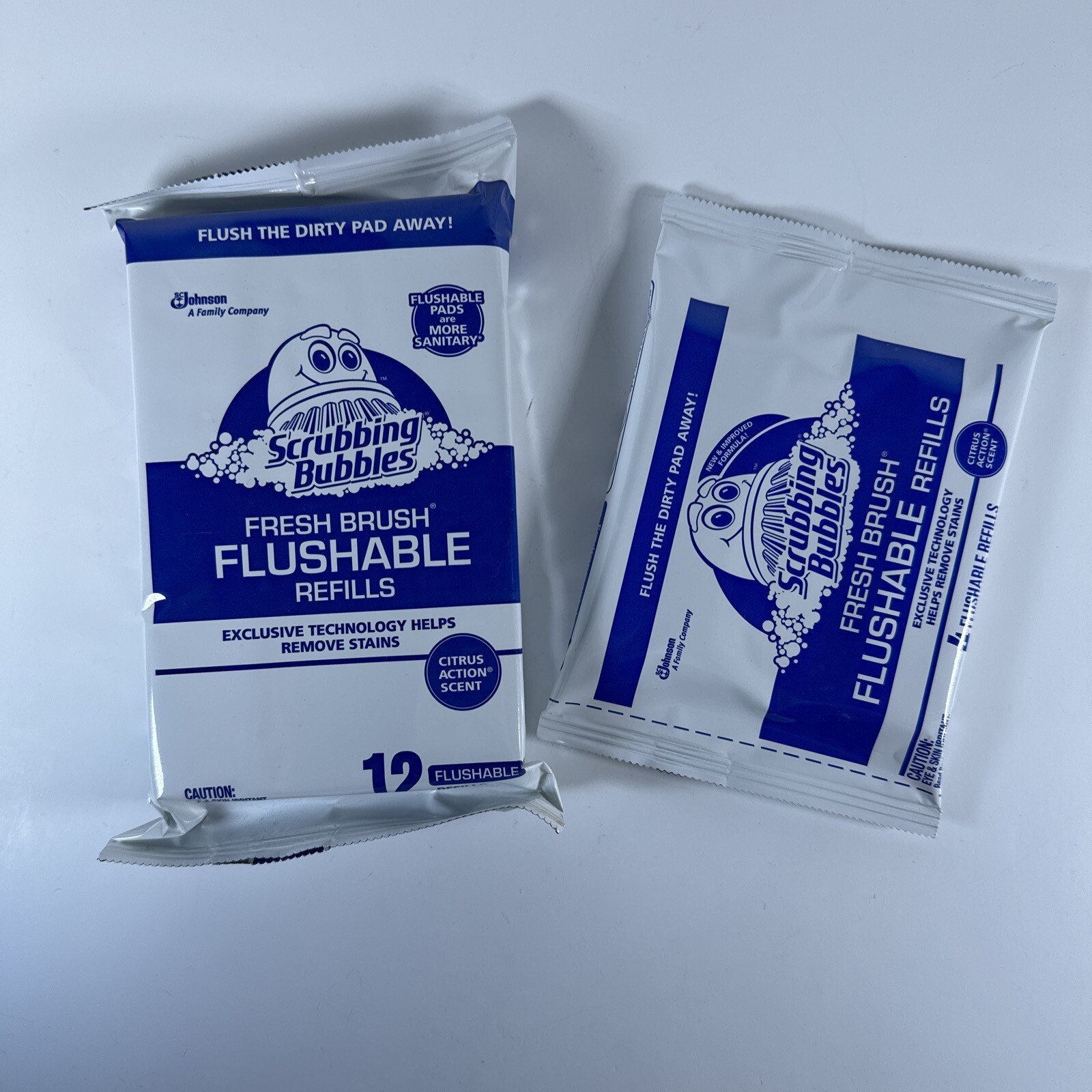 Lot of 2 Scrubbing Bubbles Fresh Brush Flushable Refills Citrus Scent 12 & 4 Ct.