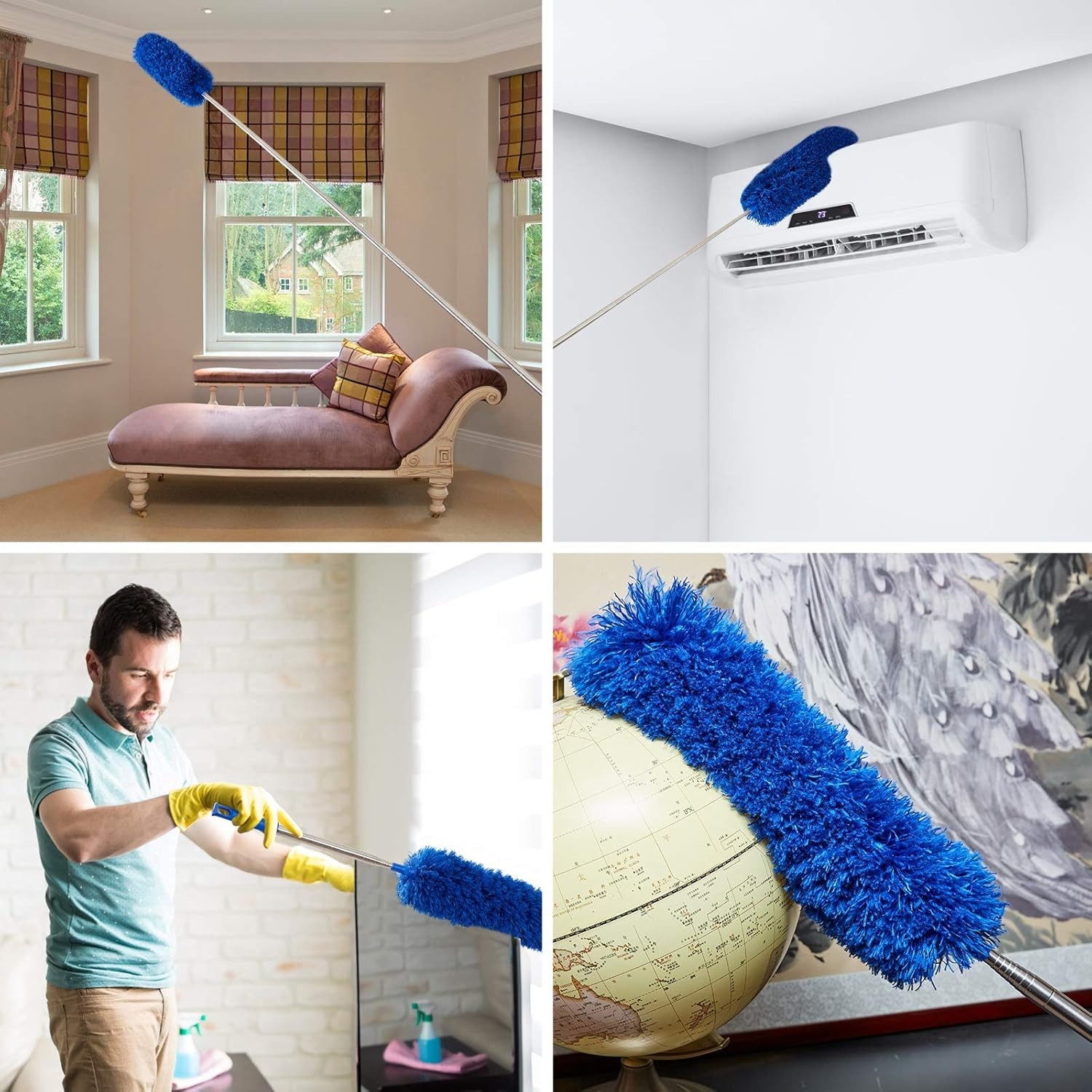 Cobweb Duster with Extension Pole,Spider Web Remover 2PCS Cob Web Duster 15