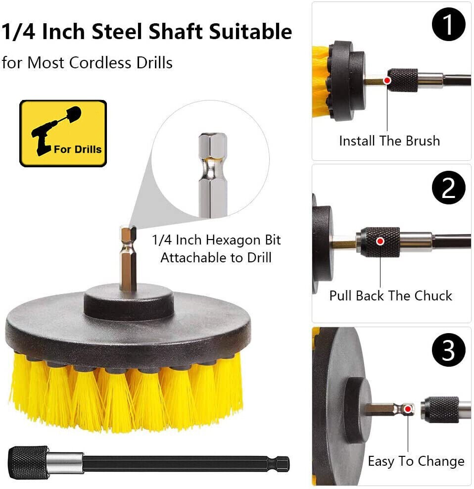 5PCS Drill Brush Power Scrubber Drill Attachments For Carpet Tile Grout Cleaning