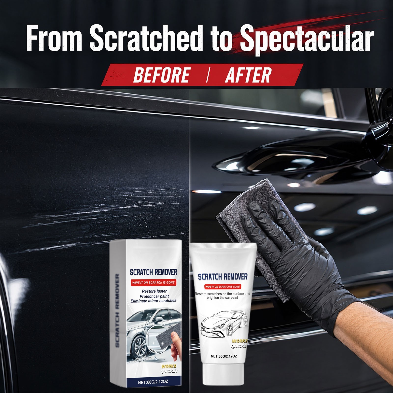 2Pcs NanoPolix Car Scratch Remover – All Surface Auto Scratch Repair & Polish