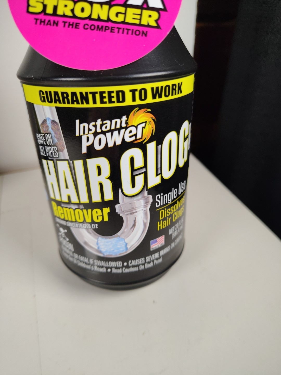 (Lot of 2) Instant Power Hair Clog Remover 20 oz., SAFE ON ALL PIPES. ACID-FREE.