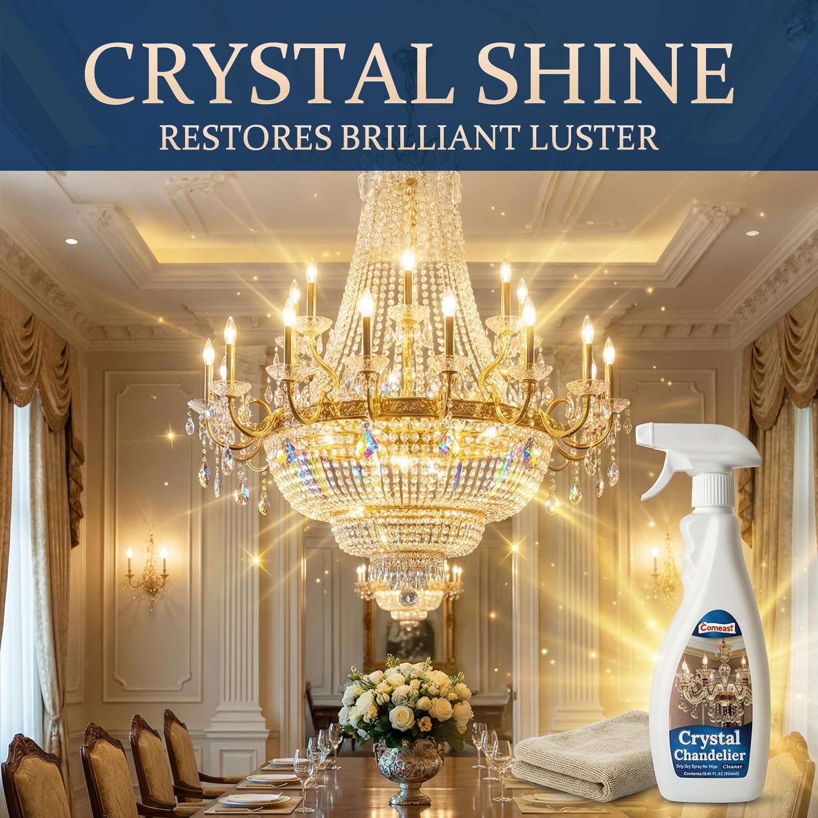Crystal Chandelier Cleaner Spray, Easy Spray & Drip Dry Formula for Crystal, …