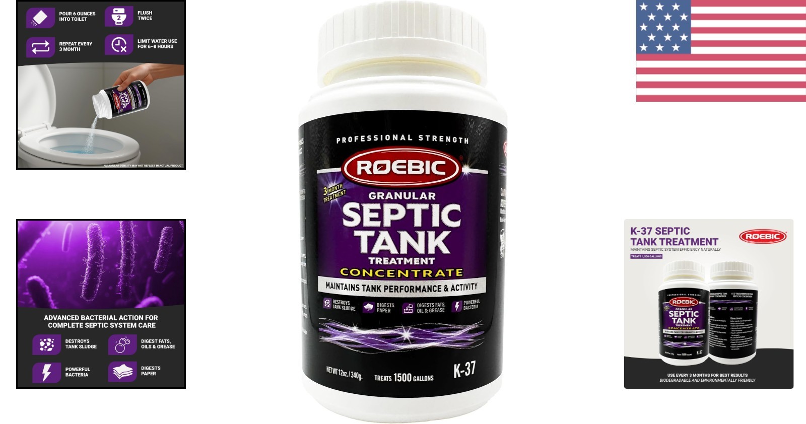 K-37 Granular Septic Tank Treatment, 12 oz for Clog Prevention & Odor Control