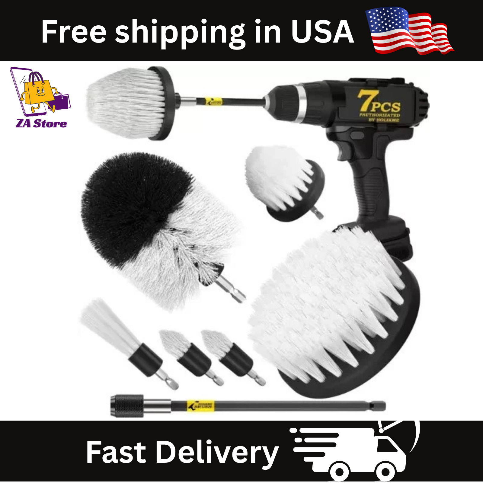 Holikme 7Pack Drill Brush Attachment Set-Car Interior Detailing Kit，Power Scrubb