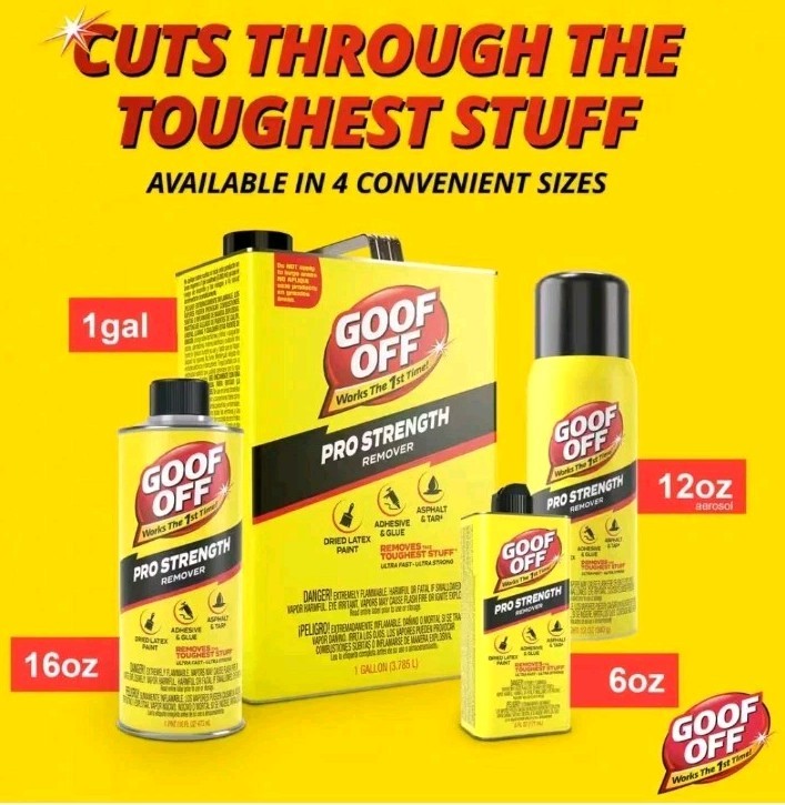 Goof Off Professional Strength Latex Paint and Adhesive Remover, 6 fl.oz -2 PACK