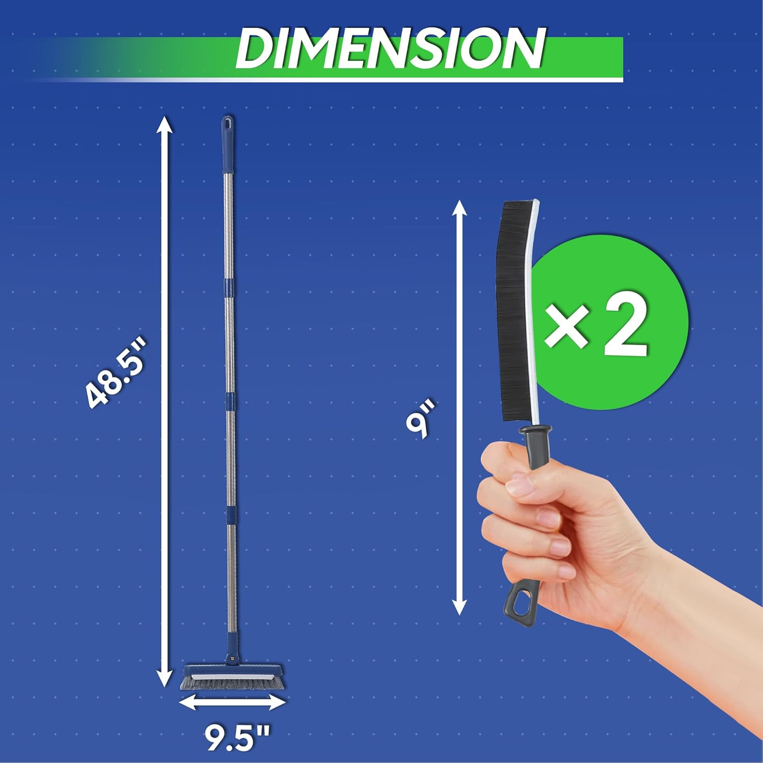 Grout Cleaning Brush V Shape Floor Scrub Brush Long Handle Crevice Set
