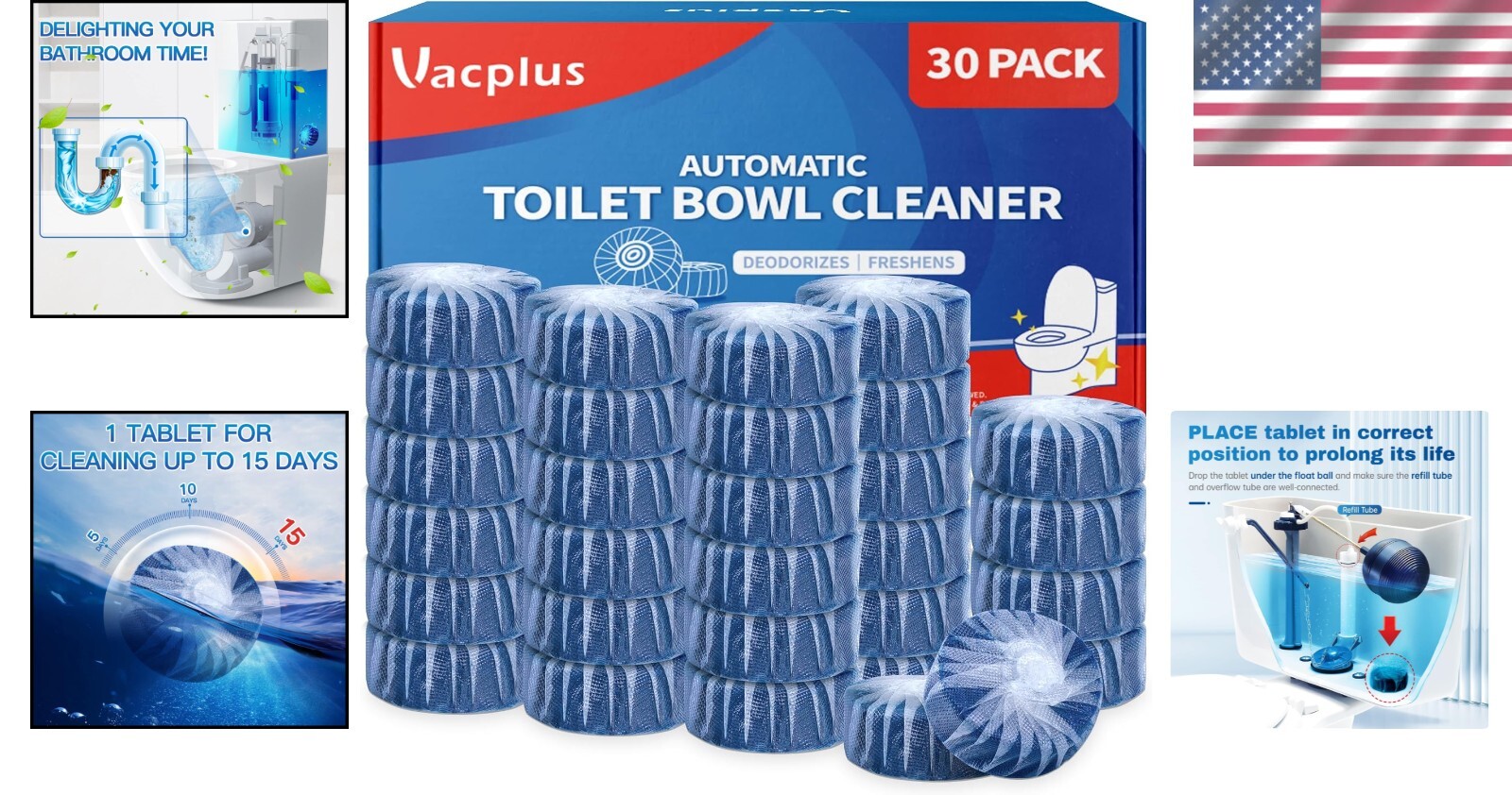 30-Pack Toilet Cleaner Tablets – Effective, Easy, Fragrance-Free, Lasts 15 Days