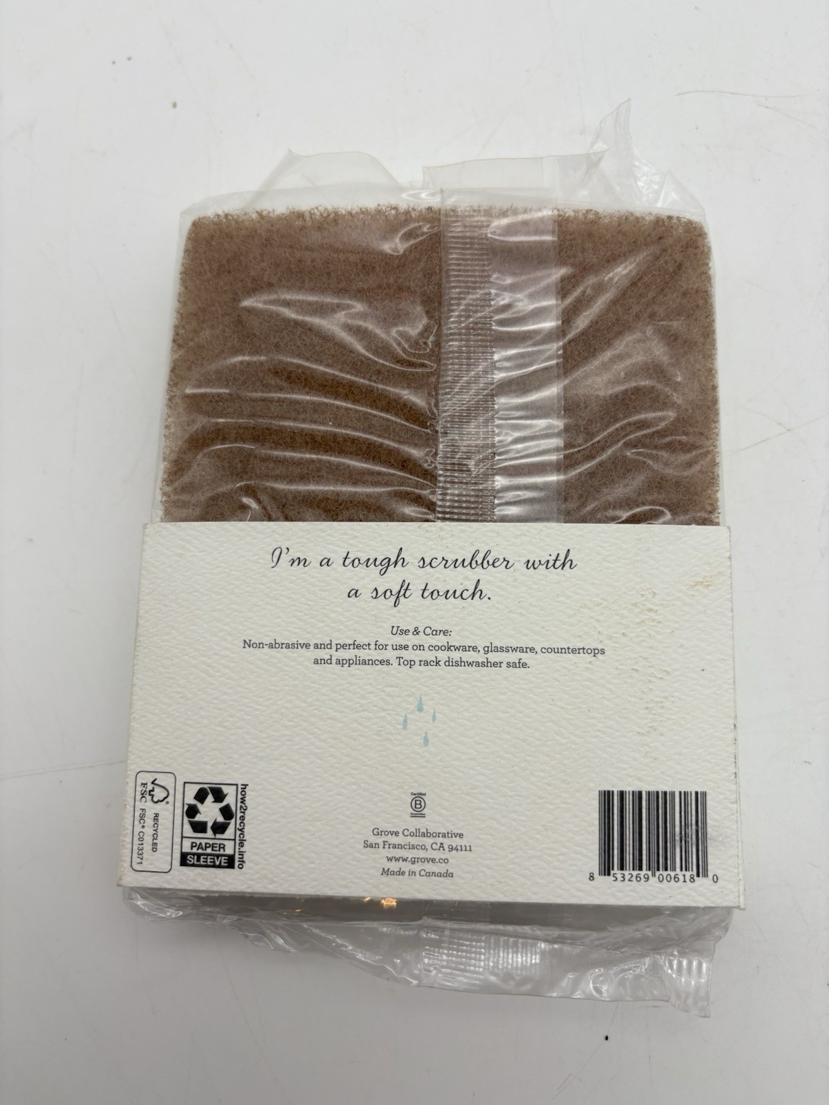 NEW Sealed 2 GROVE COLLABORATIVE Walnut & Cellulose Scrubber Sponges Pack of 2