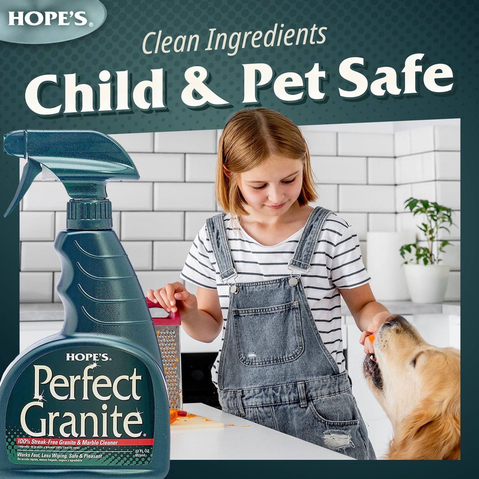 HOPE’S Perfect Granite & Marble Countertop Cleaner, Stain Remover and Polish,…