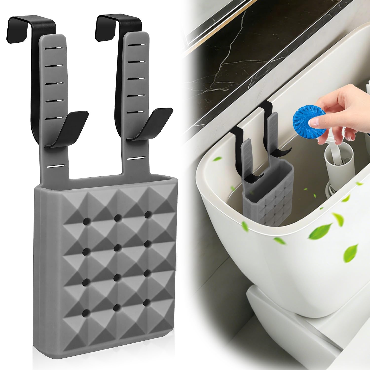 Oyrlize Adjustable Toilet Tank Cleaning Tablet Holder-Hanging Silicone Basket…