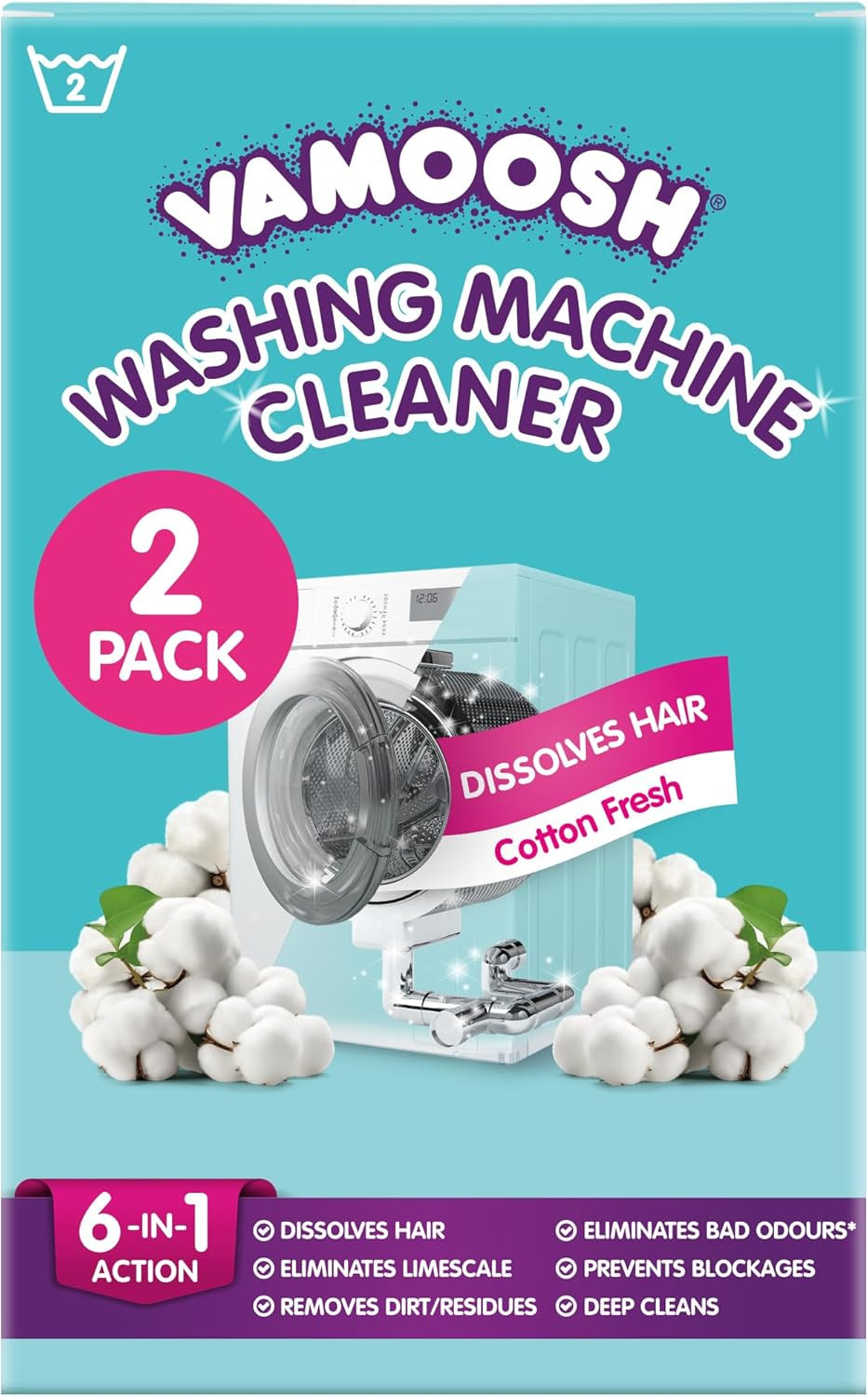 6-In-1 Washing Machine Cleaner | Dissolves Pet Hair | Leaves No Residue | Remove