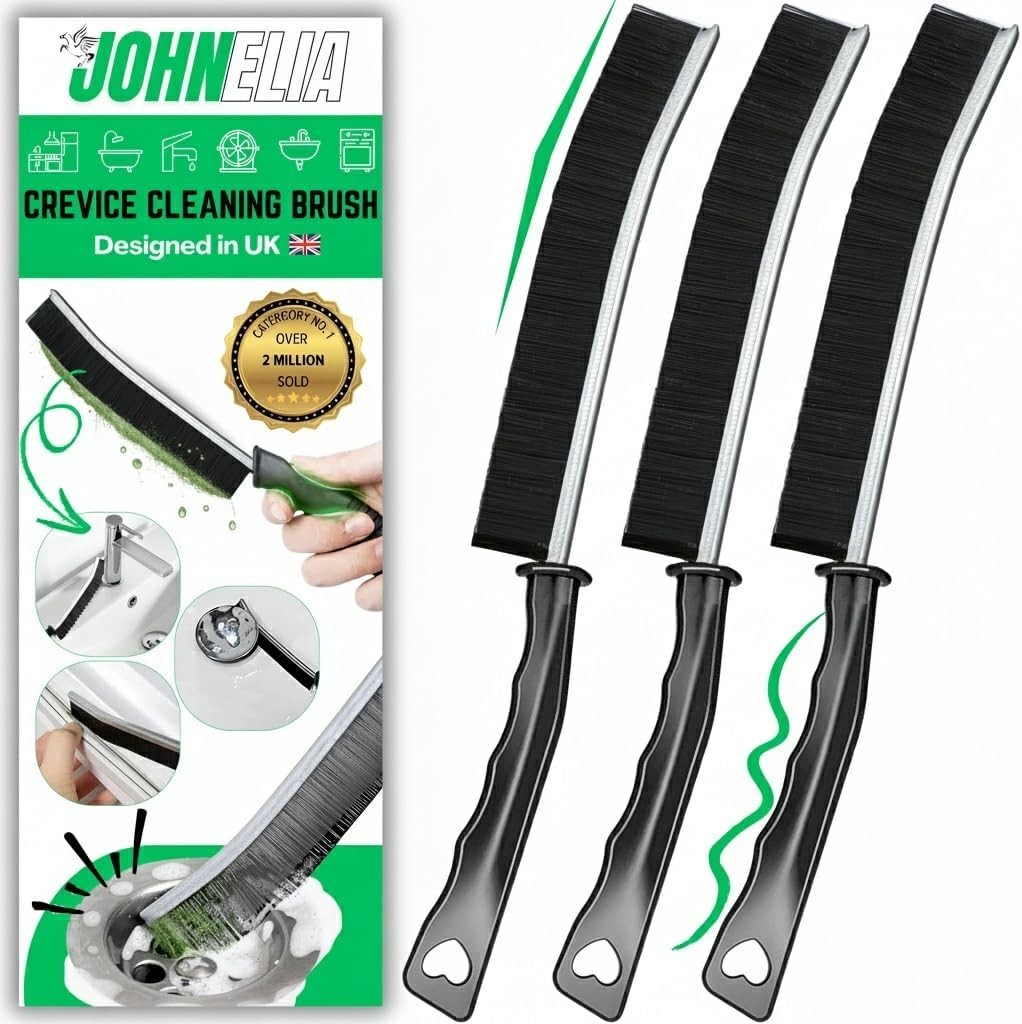 Pack of 3 Hard Bristle Crevice Cleaning Brushes for Household use Small Brushes