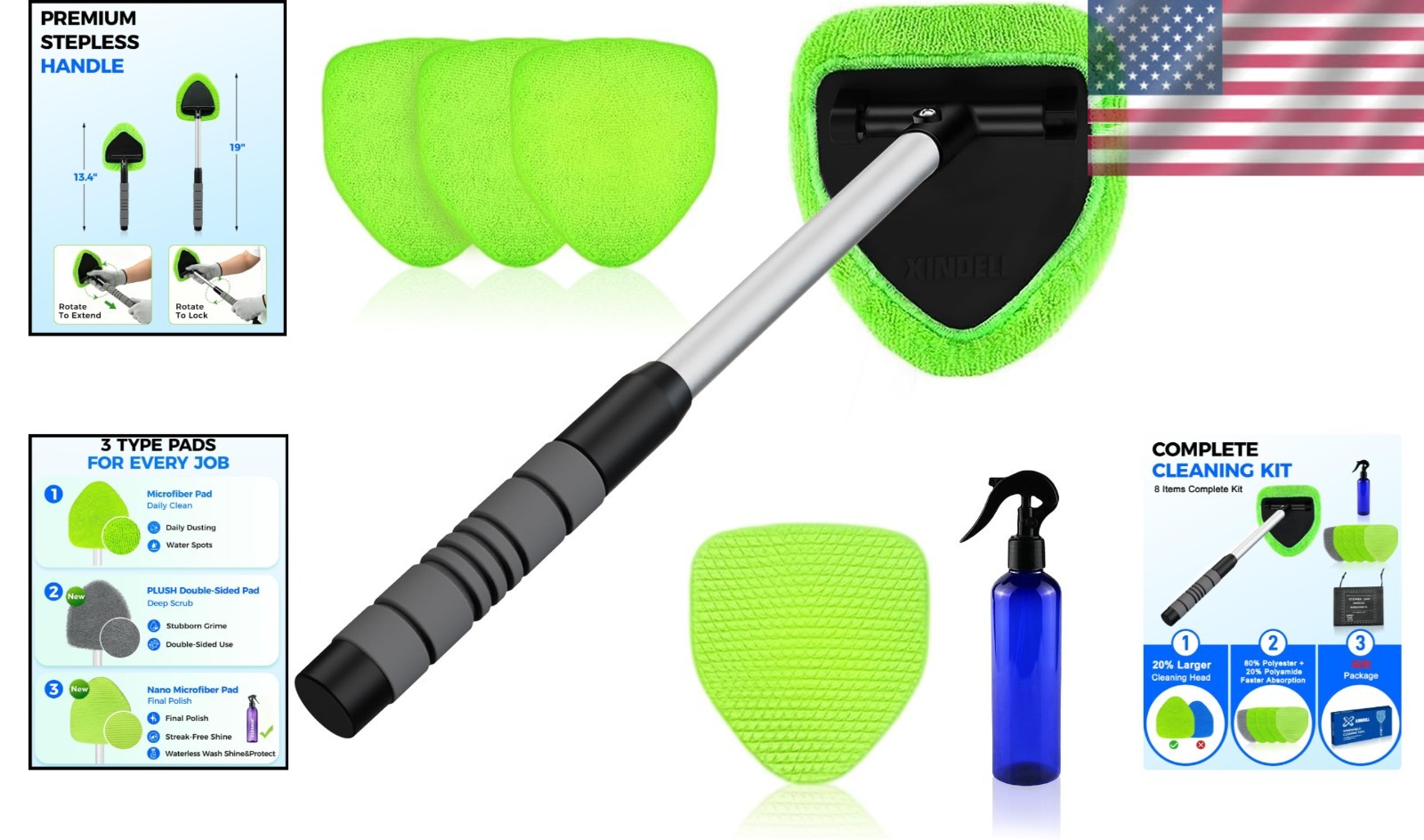 Windshield Cleaner Tool with 180° Swivel Head – Perfect for Cars & Homes