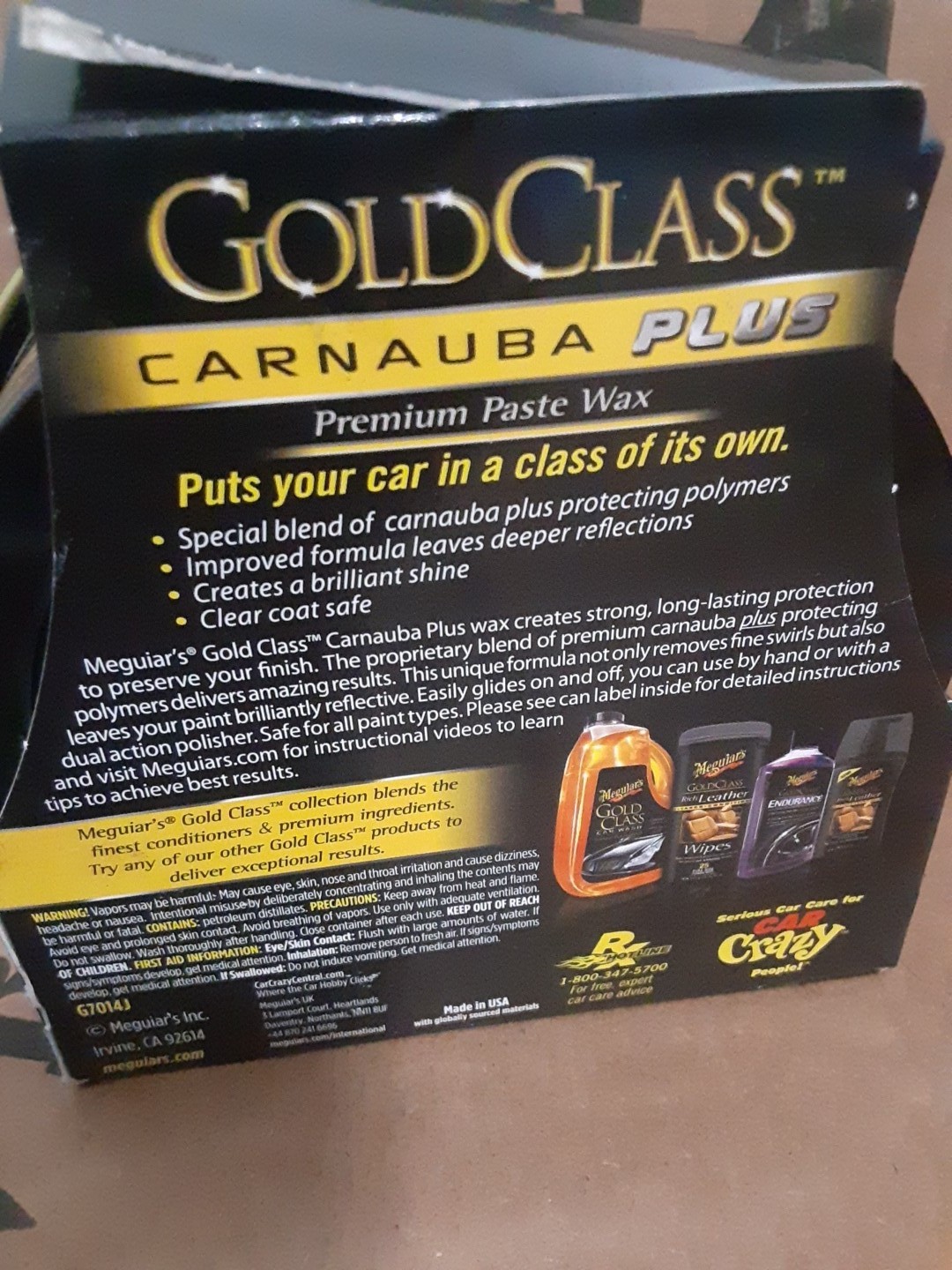 Meguiar’s GOLD CLASS CARNAUBA PLUS Premium Paste Car Wax HIGH QUALITY Brand New