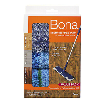 Bona AX0003496 Microfiber Deep Clean Floor Pad, 3-Pk. – Quantity 1
