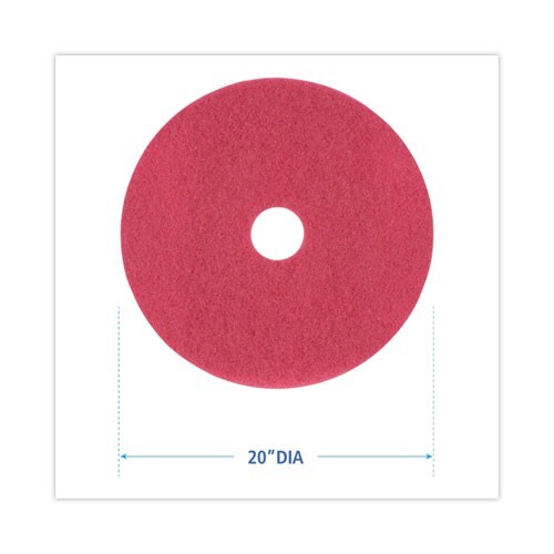 Boardwalk 4020RED Buffing Floor Pads, 20″ Diameter, Red, 5/Carton
