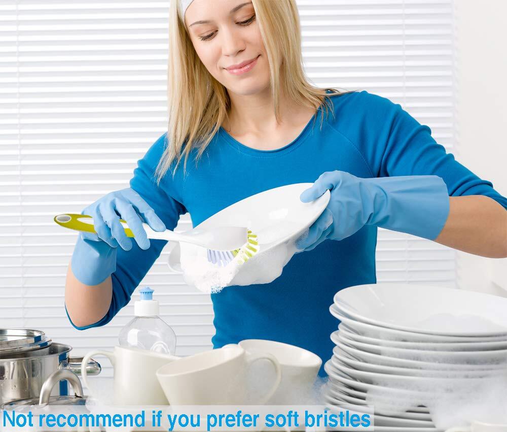 Scrub Brush For Dish Kitchen Sink Pot Pan With Stiff Bristles Yellowgreen 5pcs