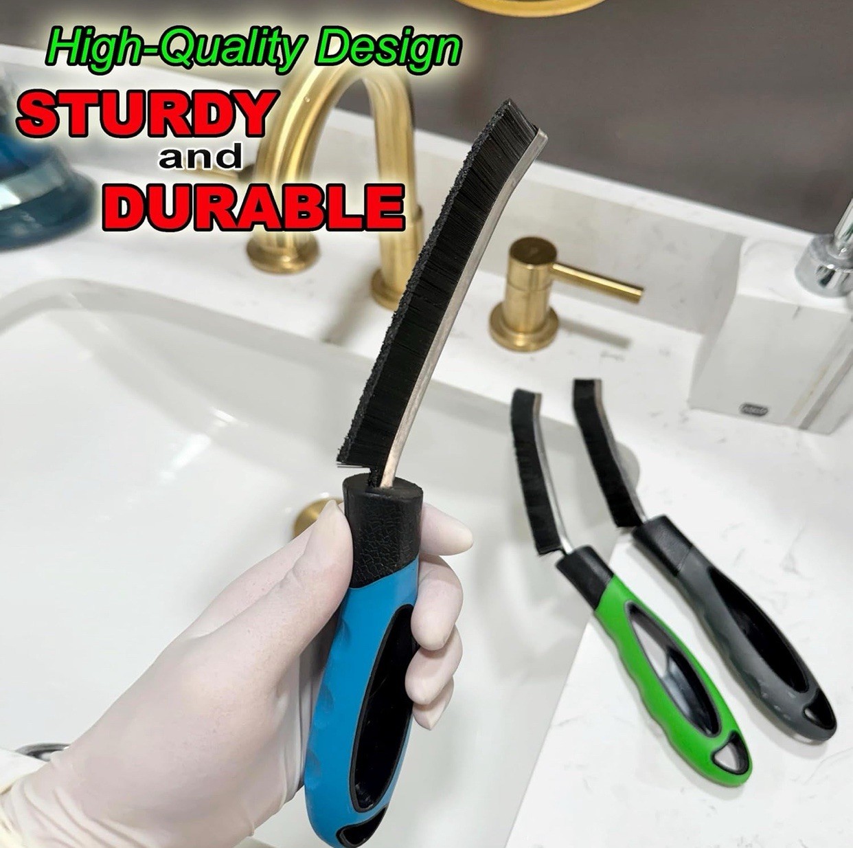 2 Pk. Heavy Duty Crevice Cleaning Tool- Brush For Grout, Toilet, Sink, Faucet ++