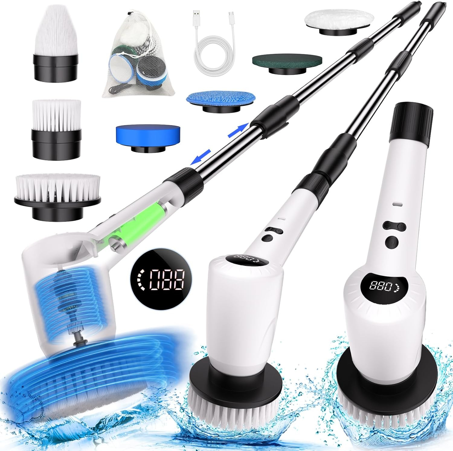 Electric Spin Scrubber，Upgrade Electric Spin Cordless Tub and Tile Scrubber