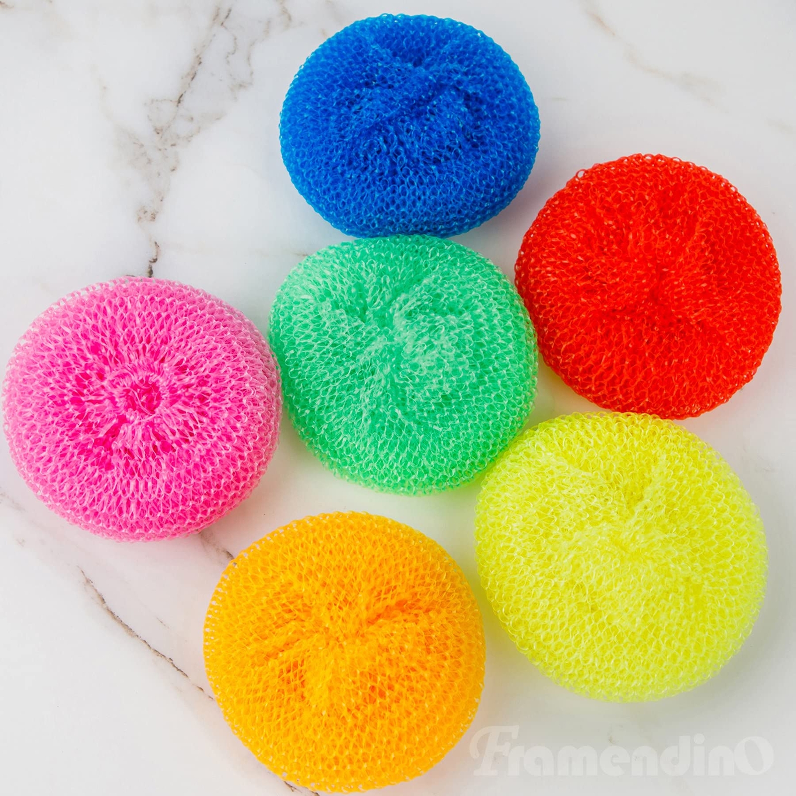 30 Pack Dish Scrub Brush Nylon Scouring Pads Round Plastic Mesh Scourers