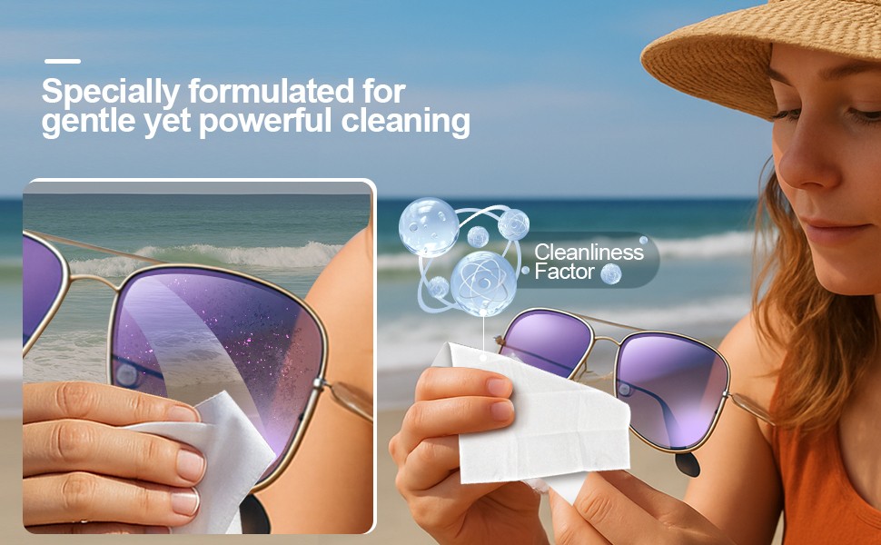 Lens Wipes for Eyeglasses, Eyeglass Cleaner Wipes for Ceras, Sunglasses,