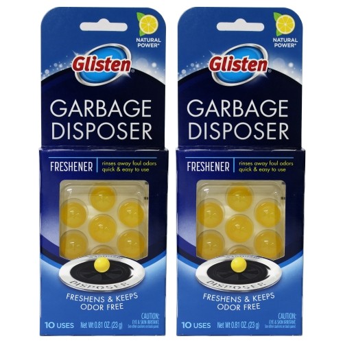 Glisten Garbage Disposer Freshener, Lemon Scent, 10 Uses (2 Pack)