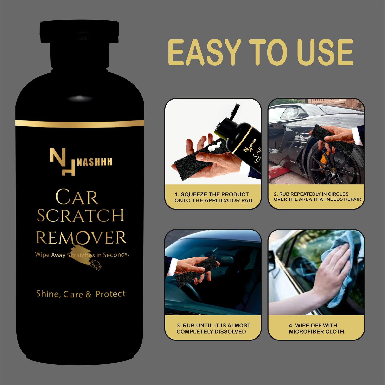 Car Scratch Remover Removes Heavy and Deep Scratches Swirl & Scuffs All-in-On…
