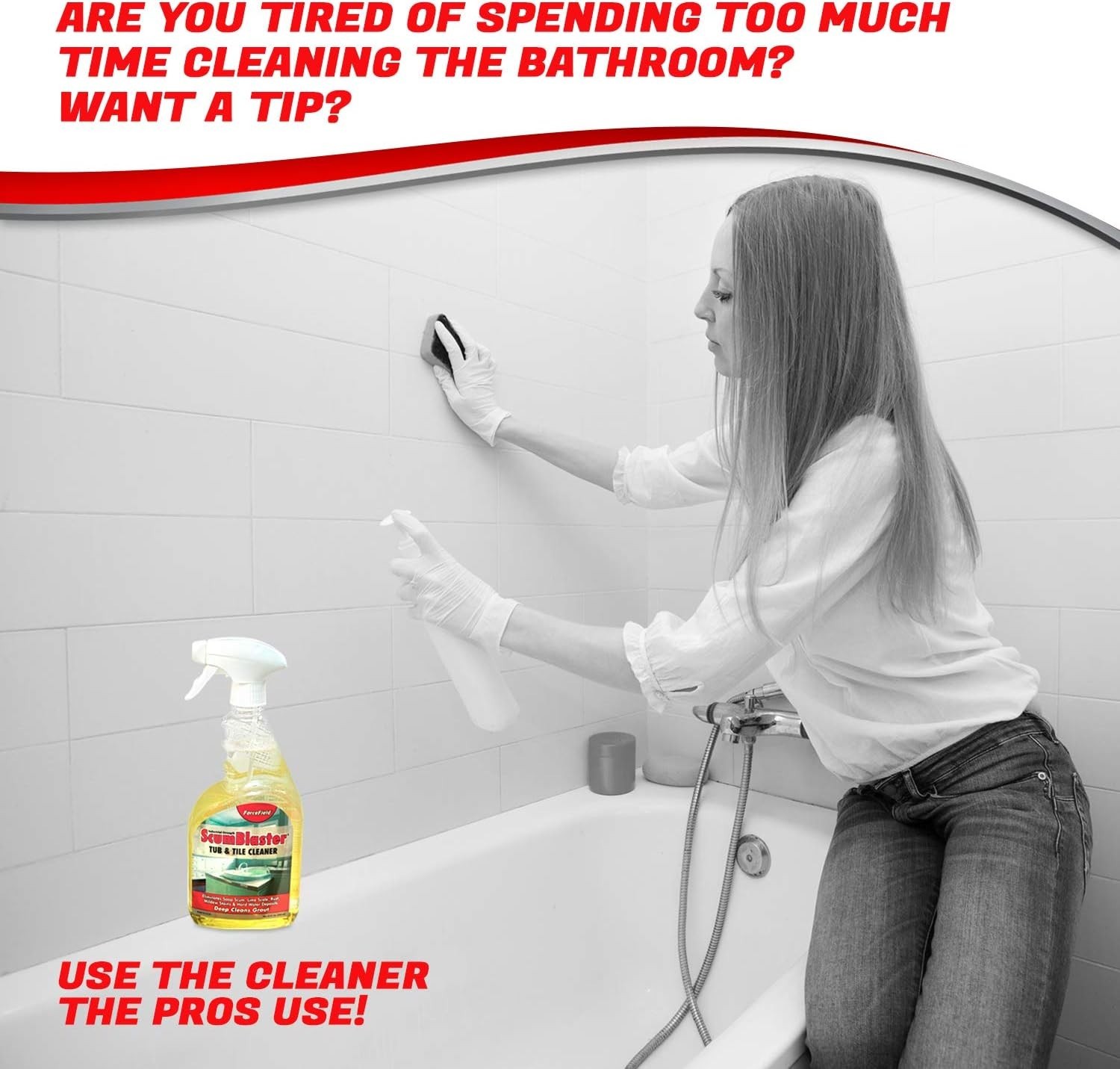 ScumBlaster: Soap Scum Remover, Tile and Grout Cleaner, Hard Water Stains and…