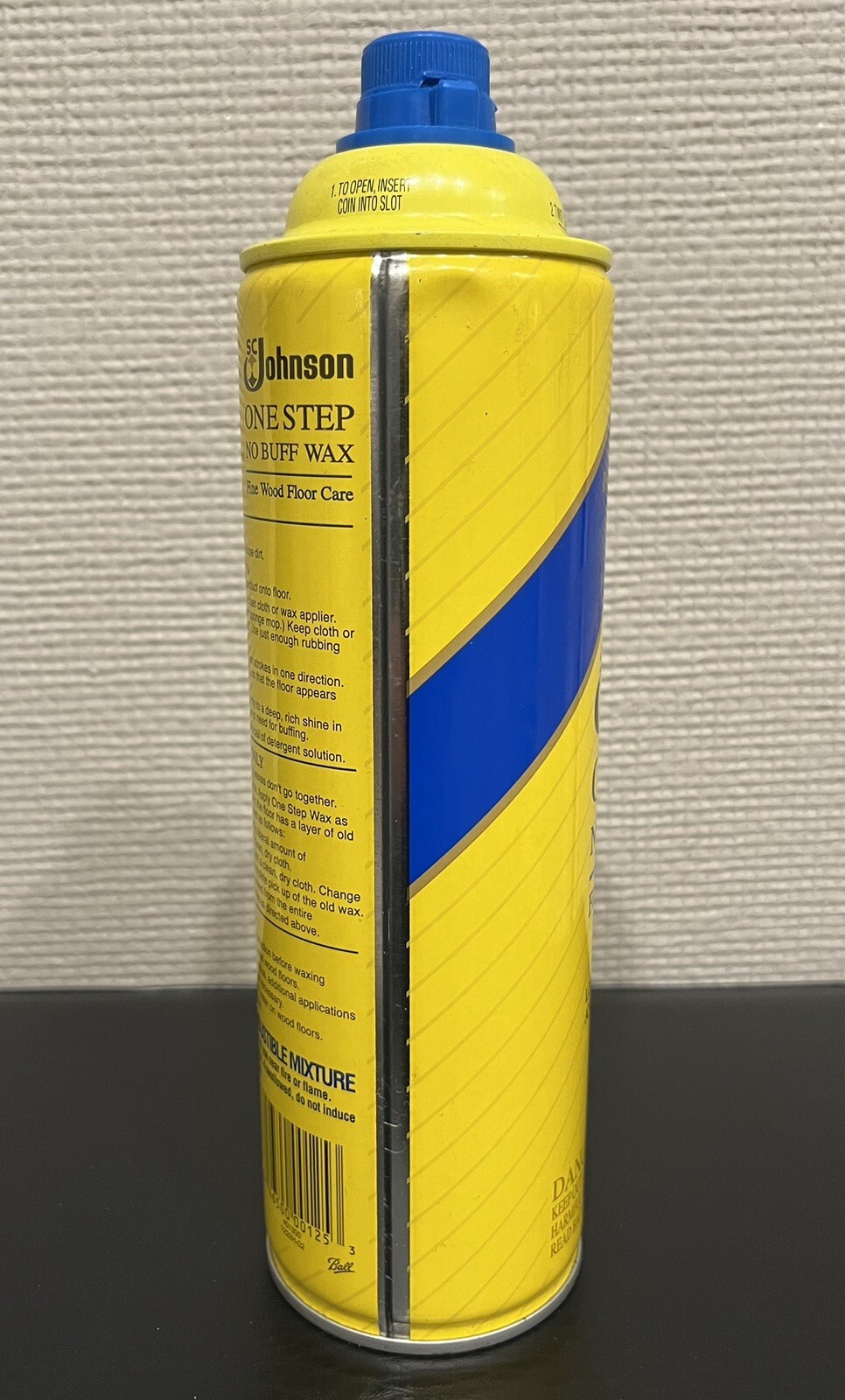 Vintage 1988 SC Johnson One Step No Buff Wax Metal Can (5 FL. OZ. Left)