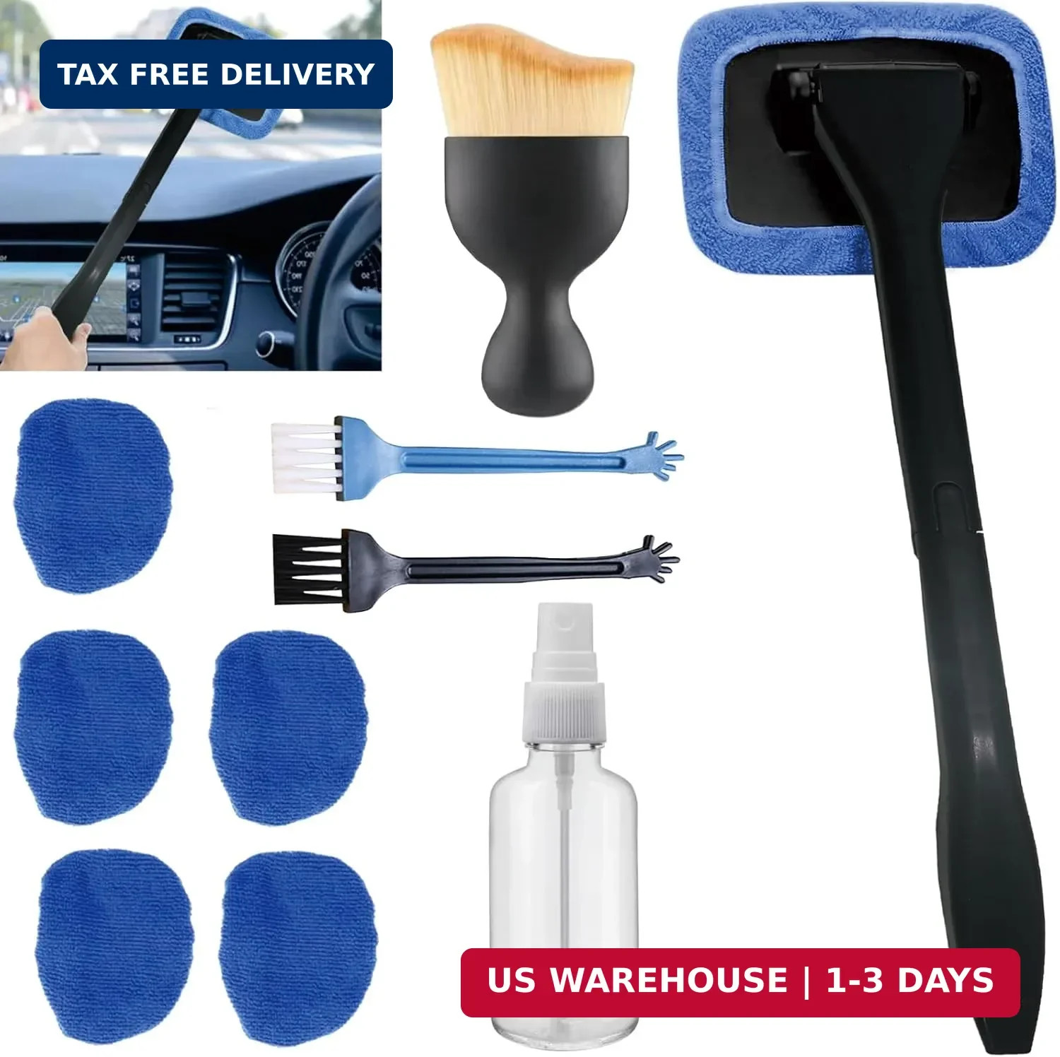 10pcs Car Windshield Cleaning Tool, Windshield Cleaner with 5 Washable and Reusa
