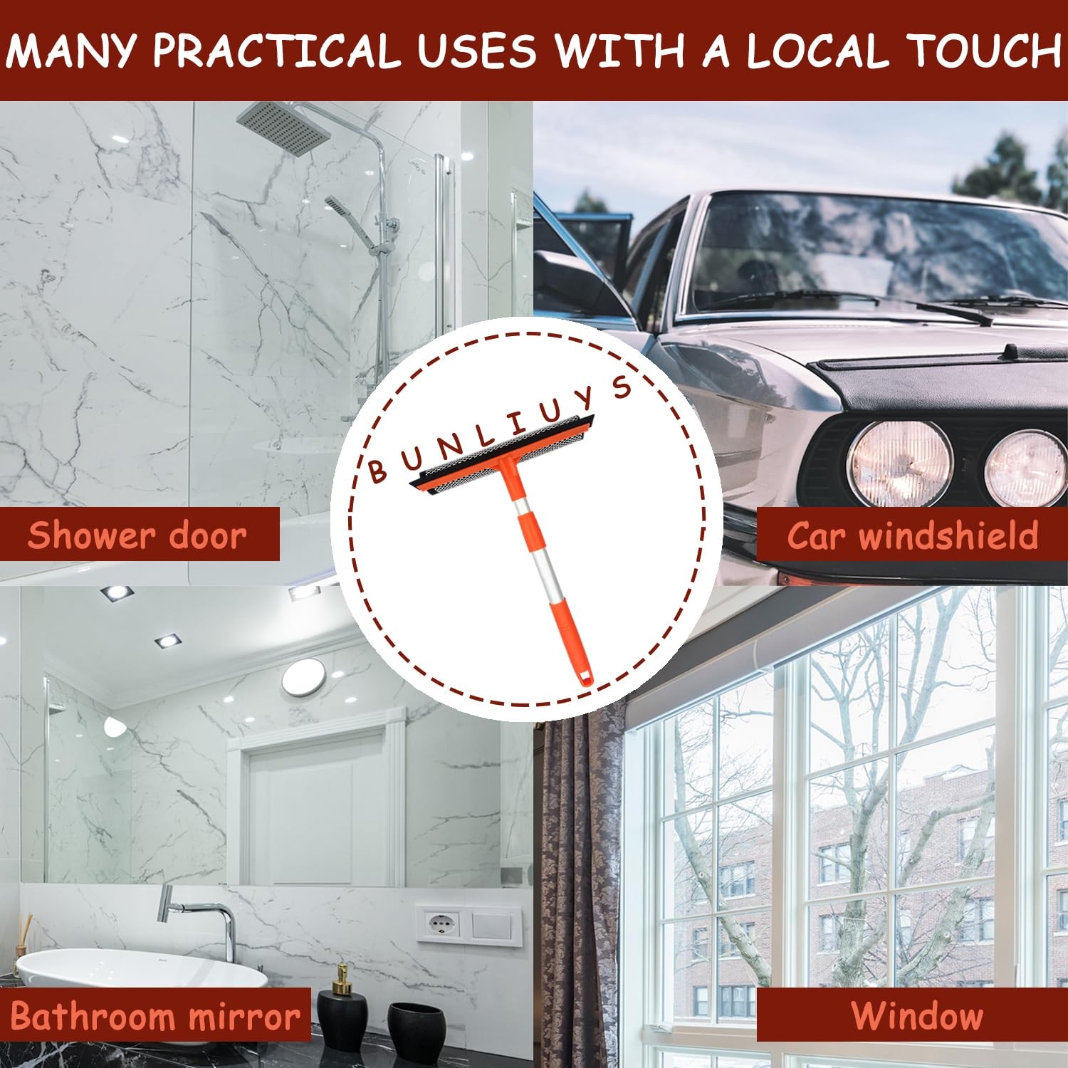 Window Squeegee for Window Cleaning with Retractable Pole, Squeegee Window Cl…