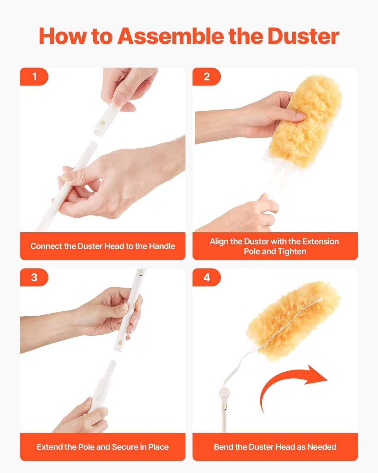 Reusable Non-Woven Duster 3 ft Extendable Handle 10 Refills 360° Cleaning