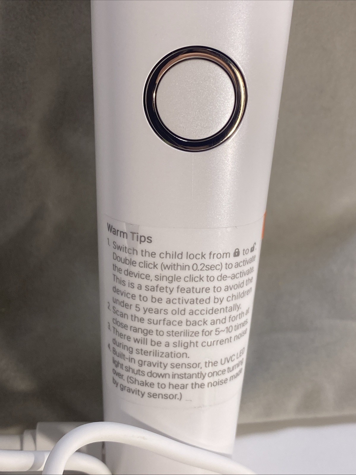UVC LED Handheld Sterilizer for Travel & Hotel 59S White High Quality W Charger