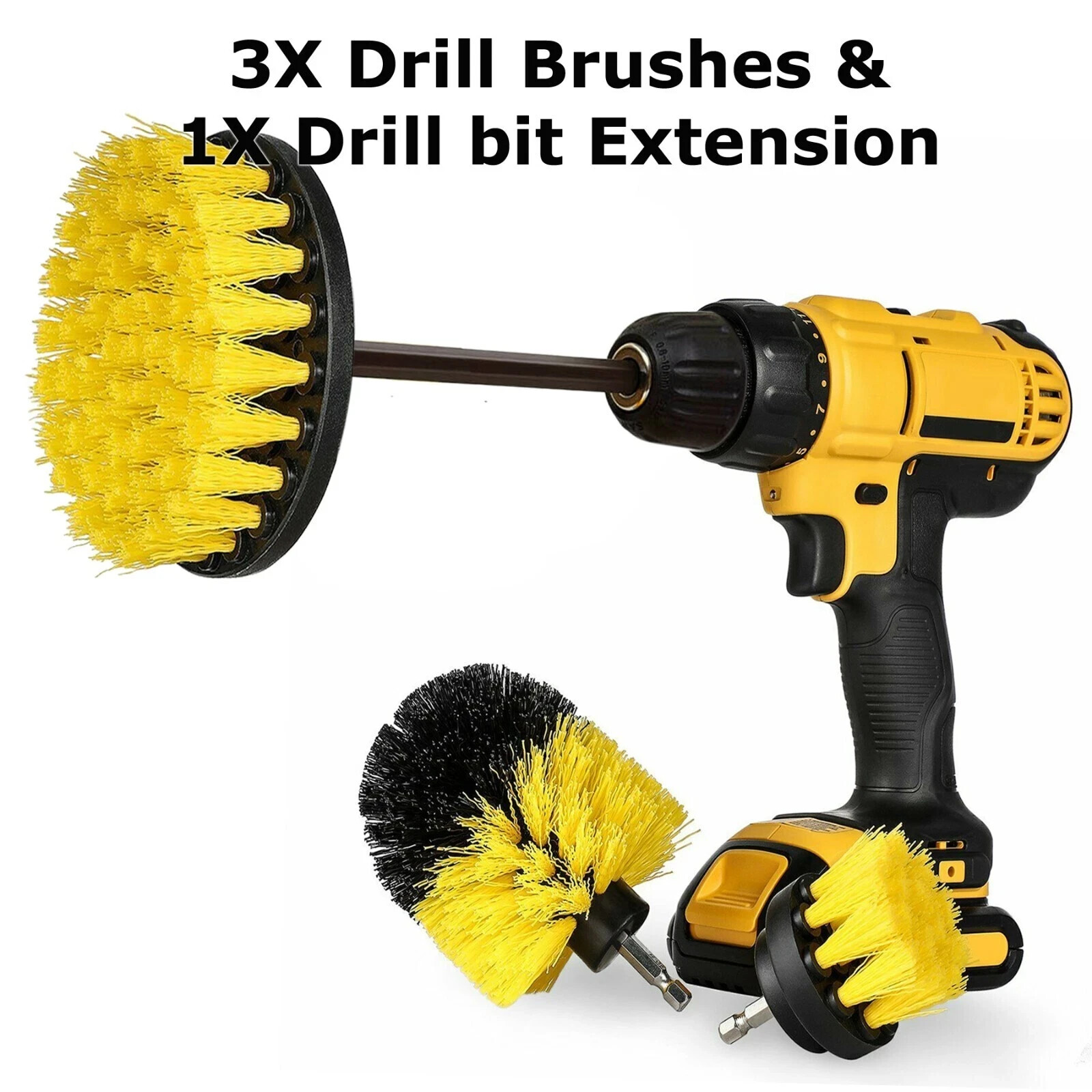 3PC Drill Brush Attachment Set-Car Interior Detailing Kit Power Scrubber Brush