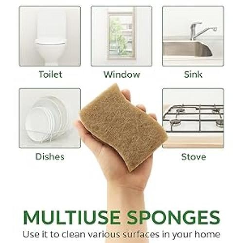 Eco Friendly Biodegradable Kitchen Sponges 12 Pack – Natural Compostable