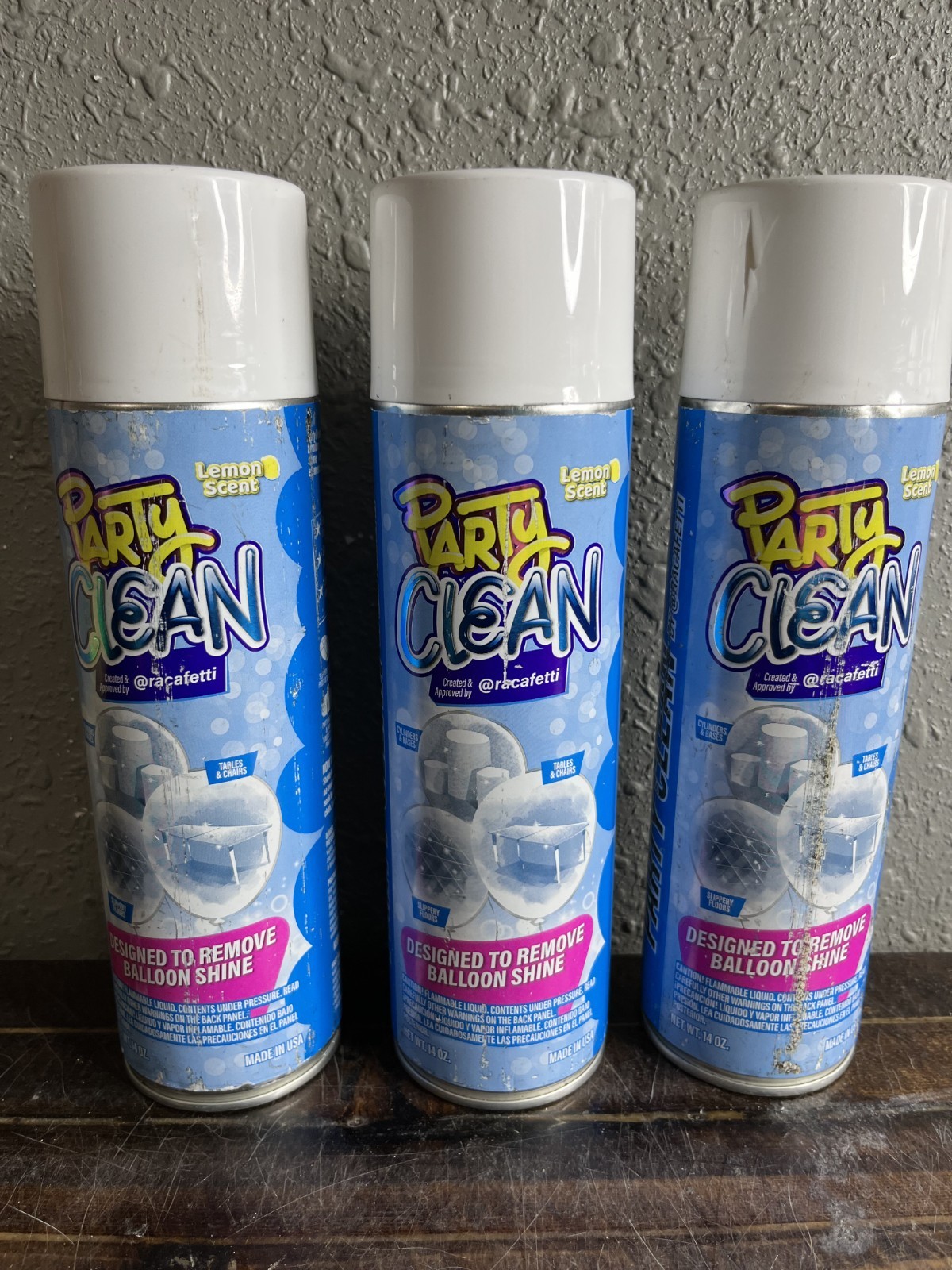 Set of 4 Party Clean Balloon Shine Remover Spray 14 oz Lemon Scent