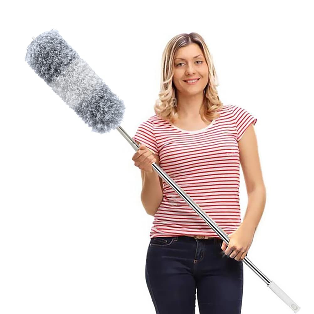 Microfiber Feather Duster Extendable Duster with 100 inches Extra Long Pole, …