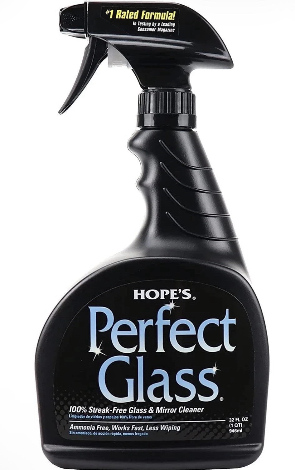 HOPE’S Perfect Glass Cleaner Spray, Streak-Free, Ammonia-Free Window, Mirror