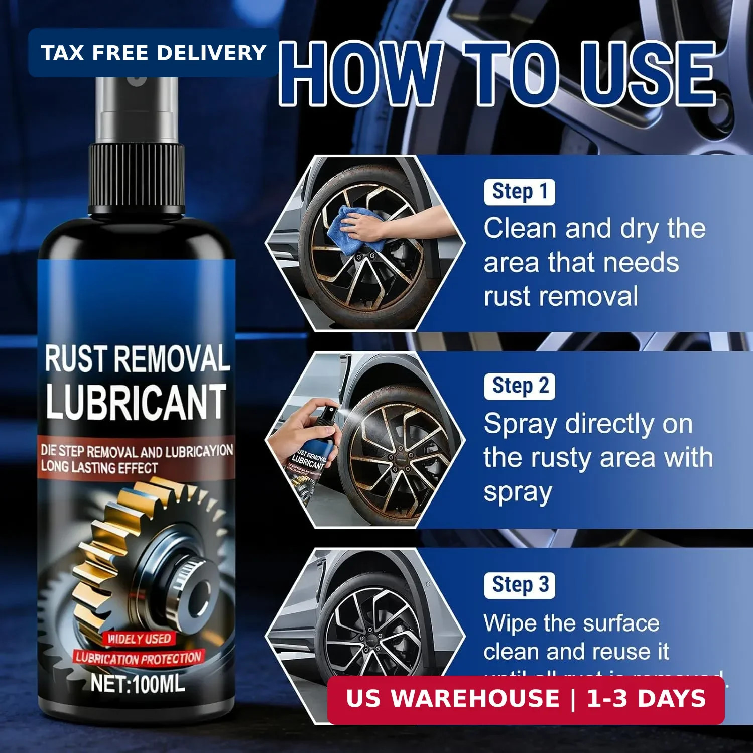 Rusts Remover Spray,Iron Rust Stain Remover,Multipurpose Rust Stain Remover,Fast